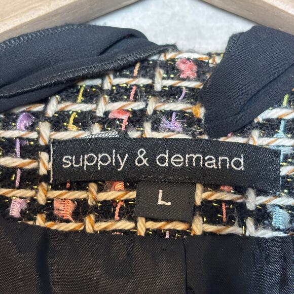 Supply Demand Blazer Jacket L Y2K Multicolor Tweed Ribbon Retro Artsy Statement - Picture 3 of 6